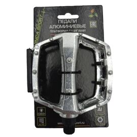 Педали Vinca Sport, алюминиевые, ось 9/16", 100х108 мм, цвет серебристый, VP 916 silver, изображение  - НаВелосипеде.рф