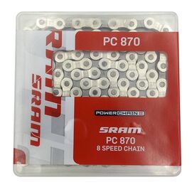 Цепь велосипедная SRAM PC-870, 114 звеньев, 6/7/8 скоростей, серебристый, изображение  - НаВелосипеде.рф