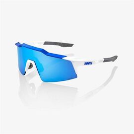 Очки велосипедные 100% Speedcraft, SL Matte White Metallic Blue / HIPER Blue Multilayer Mirror Lens, 61002-407-01, изображение  - НаВелосипеде.рф