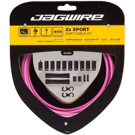 Набор рубашек и тросиков переключения Jagwire Sport Shift Kit 2X, 1500/2300/2700 мм, Pink, UCK324, изображение  - НаВелосипеде.рф