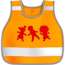 Сигнальный набор юного пешехода COVA™,  жилет детский 7-12 лет, подвес 50х50мм, наклейка 100х85 мм, оранжевый, изображение  - НаВелосипеде.рф