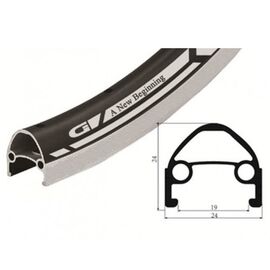 Обод велосипедный Vinca Sport 26”, 32H*14G, двойной, алюминий, черный, GJD 26 (32H) black, изображение  - НаВелосипеде.рф