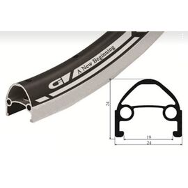 Обод велосипедный Vinca Sport 26”, 36H*14G, двойной, алюминий, черный, GJD 26 (36H) black, изображение  - НаВелосипеде.рф