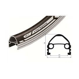Обод велосипедный Vinca Sport 20”, 36H*14G, двойной, алюминий, защитная полоса, черный, GJD 20C (36H) black, изображение  - НаВелосипеде.рф