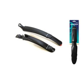 Крылья HOGGER  20-28", к-кт перед./задн. раздвижное с отражателем, крепеж: перед. за бустер вилки, FN-HG-258-0-BK, изображение  - НаВелосипеде.рф