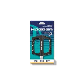 Педали HOGGER PLATFORM алюминиевые, 112x101мм, резьба 9/16", со сменными шипами, промподшипники, черные, PDHG624SBBK, изображение  - НаВелосипеде.рф