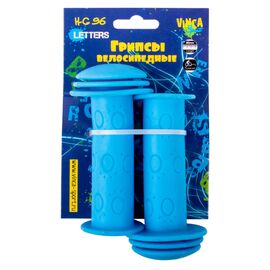 Грипсы детские Vinca Sport, резиновые, длина 102мм, голубые, H-G 96 letters, изображение  - НаВелосипеде.рф