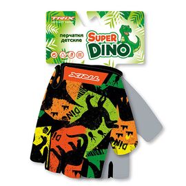 Велоперчатки TRIX Super Dino детские, короткие пальцы, GL-TX-DINO-7XS-0, Вариант УТ-00318545: Размер 6XS, изображение  - НаВелосипеде.рф