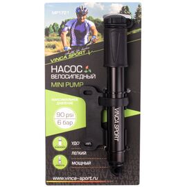 Насос мини, Vinca Sport, Мax 90psi (6 бар), авто/вело ниппель, шланг, пластик. корпус, Китай, MP 1721, изображение  - НаВелосипеде.рф