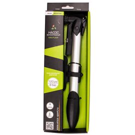 Насос Vinca Sport, Мax 120psi (8 бар), авто/вело ниппель, шланг, алюм. корпус, МАНОМЕТР, игла для мяча, MP 2825, изображение  - НаВелосипеде.рф