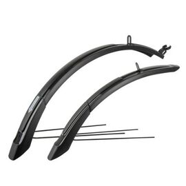 Крылья M-WAVE  MUD MAX F+R ADJ L,  пластиковые, 26-29"х65мм, раздвижные, с усами, черные, 5-385137, изображение  - НаВелосипеде.рф