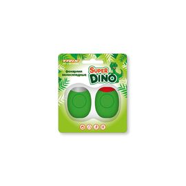 Велосипедные фонари TRIX Super Dino, детские, комплект передний задний, 2 диода, 3 режима, силикон, зеленые, LTTX2672BSD, изображение  - НаВелосипеде.рф