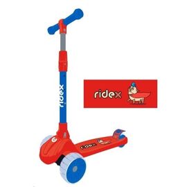 Самокат трёхколесный RIDEX Juicy R, детский, складной, колёса 120/80 мм, красный/синий, изображение  - НаВелосипеде.рф