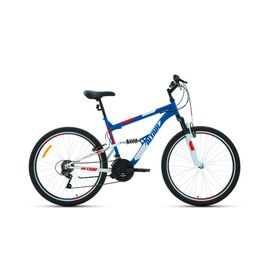 Велосипед горный ALTAIR, MTB FS 26", 1.0, 18 скоростей, 2020-2021, Вариант УТ-00329061: 16", синий/красный, изображение  - НаВелосипеде.рф