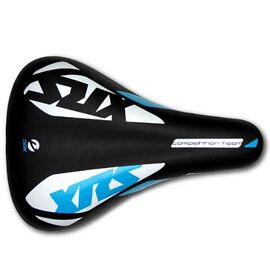 Седло велосипедное DDK 1212A XRS, 210 x 140 мм, чёрный/белый/синий, 885454, изображение  - НаВелосипеде.рф