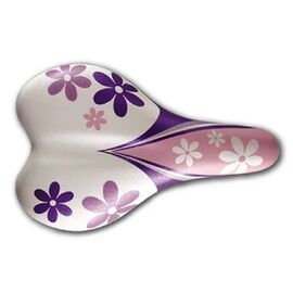 Седло велосипедный DDK 1217A Flower, 245 x 150 мм, белый/розовый, 884411, изображение  - НаВелосипеде.рф