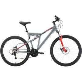Горный велосипед Stark, Jumper FS 27.1 D, серый/красный, 2022, Вариант УТ-00329385: 16", изображение  - НаВелосипеде.рф