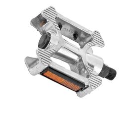 Педали BLF-B10 алюминиевые серебристые 9/16" со светоотраж., 360109, изображение  - НаВелосипеде.рф