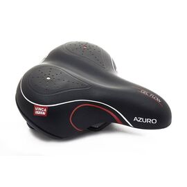 Седло велосипедное Vinca Sport, комфортное, с гелем, 246х206мм, черное с красным, VS 02 azuro black/red, изображение  - НаВелосипеде.рф