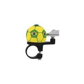 Звонок Vinca Sport алюминий - пластик мини D=38мм "футбол/Бразилия" желто-зеленый,  5-420200, изображение  - НаВелосипеде.рф