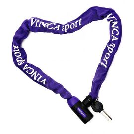 Велосипедный замок Vinca Sport, цепь, на ключ, тканевая-оболочка, 6 х 1200 мм, фиолетовый, 101.760 violet, изображение  - НаВелосипеде.рф