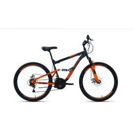Горный велосипед ALTAIR MTB FS 26, 2.0 disc, 18 скоростей, рама 18, темно-серый/оранжевый, 2020-2021, VX22999, изображение  - НаВелосипеде.рф