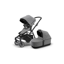 Коляска городская с люлькой Thule Sleek + Bassinet Grey Mel on Black, 11000023, изображение  - НаВелосипеде.рф