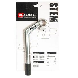 Вынос велосипедный 4BIKE HS-C80, алюминиевый, L:80, R:+30°, D:25.4 мм, индивидуальная упаковка, серебристый, ARV000011, изображение  - НаВелосипеде.рф