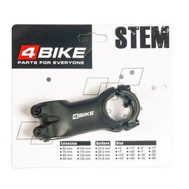 Вынос велосипедный 4BIKE TDS-C301, алюминиевый, L:75, R:+6°, D:31.8 мм, индивидуальная упаковка, чёрный, ARV000009, изображение  - НаВелосипеде.рф