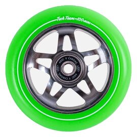 Колесо светящееся для самоката Tech Team X-Treme 5 star, подшипники ABEC-9, d-100 мм, зеленый, 620105, изображение  - НаВелосипеде.рф