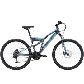 Горный велосипед Stark, Jumper FS 27.1 D, серый/мятный/зеленый, 2023, HQ-0010234, Вариант УТ-00335383: 16", изображение  - НаВелосипеде.рф