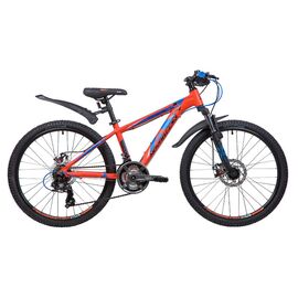 Подростковый велосипед Novatrack Extreme AL D 24" 2019, Вариант УТ-00300109: Рама: 11" (Рост: 135-150 см), Цвет: Оранжевый, изображение  - НаВелосипеде.рф