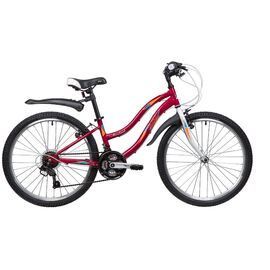 Подростковый велосипед Novatrack Lady V 24" 2019, Вариант УТ-00300113: Рама: 10" (Рост: 130-150 см), Цвет: Красный , изображение  - НаВелосипеде.рф