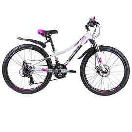 Подростковый велосипед Novatrack Katrina 24 D 24" 2019, Вариант УТ-00300389: Рама: 10" (Рост: 135-155 см), Цвет: Белый , изображение  - НаВелосипеде.рф