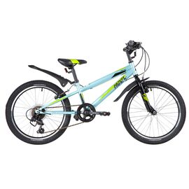 Подростковый велосипед Novatrack Racer 20" 2020, Вариант УТ-00300391: Возраст: 5-9 лет (Рост: 110-140 см), Цвет: Голубой , изображение  - НаВелосипеде.рф