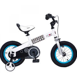 Детский велосипед Royal Baby Buttons Steel 14" 2019, LU094617, Вариант УТ-00300654: Возраст: 3-5 лет (Рост: 90-120 см), Цвет: бело-голубой , изображение  - НаВелосипеде.рф
