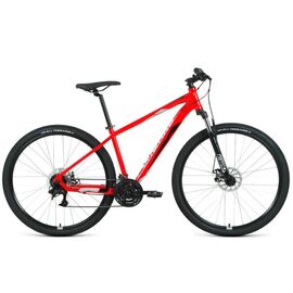 Горный велосипед FORWARD APACHE 2.2 D,29", 2022, Вариант УТ-00339395: Рама: 17; Цвет: красный/серебристый, изображение  - НаВелосипеде.рф