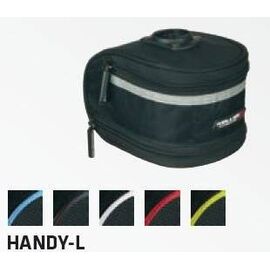 Велосумка под седло KELLYS HANDY-L, объем 1.4л, быстросъёмное крепление, чёрная с салатовой полоской, Saddle Bag HANDY, изображение  - НаВелосипеде.рф
