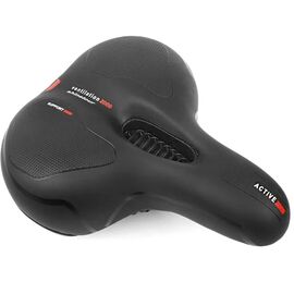 Седло велосипедное Vinca Sport, комфортное, 250*200 мм, c вентиляцией, с эластомерами, черный, VS 6938 red, изображение  - НаВелосипеде.рф