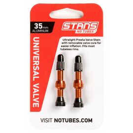 Ниппель для бескамерных покрышек Stans NoTubes, универсальный, PRESTA 44 мм, алюминиевые, оранжевый, AS0178, изображение  - НаВелосипеде.рф