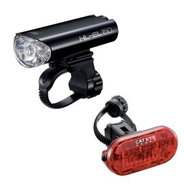 Фара с фонарём CAT EYE, LED HL-EL160, перед 83 гр/OMNI 5 TL-LD155, зад 41.8 гр AA+АААх2 шт, 8-12039034, изображение  - НаВелосипеде.рф