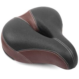 Седло велосипедное Vinca Sport, комфортное, 270*220 мм, черный с коричневым, VS 156, изображение  - НаВелосипеде.рф