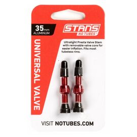 Ниппель для бескамерных покрышек Stans NoTubes, универсальный, PRESTA 55 мм, алюминиевые, красный, AS0157, изображение  - НаВелосипеде.рф