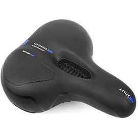 Седло велосипедное Vinca Sport, комфортное, 250*200 мм, c вентиляцией, с эластомерами, черный, VS 6938 blue, изображение  - НаВелосипеде.рф