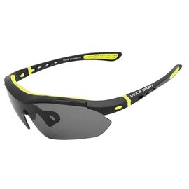 Очки велосипедные Vinca Sport, матово-черная с лаймом, оправа с серыми линзам, VG 100 black/green, изображение  - НаВелосипеде.рф