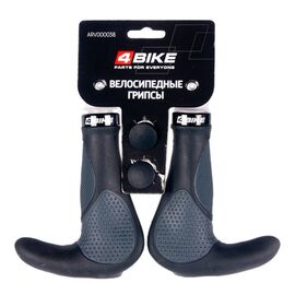 Грипсы велосипедные 4BIKE, анатомические, 138 мм, с рогами, черный, ARV000038, изображение  - НаВелосипеде.рф