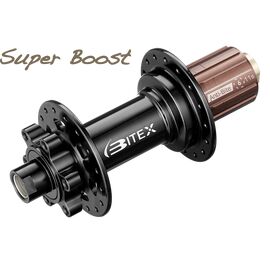 Втулка Bitex для MTB BOOST, задняя, под сквозную ось 12 мм, ширина 157мм, 32 спицы, черная, BX213R32H-12-157STBK_ShMS, изображение  - НаВелосипеде.рф