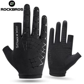 Велоперчатки ROCKBROS Ice Silk, 2 коротких и 3 длинных пальца, полиэстер, черные, RB_S202-1BKL, Вариант УТ-00346397: Размер: M/XL, Цвет: черный, изображение  - НаВелосипеде.рф