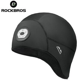 Велошапка ROCKBROS, утепленная, с фонариком, 3 режима, черный, RB_18220001001, изображение  - НаВелосипеде.рф