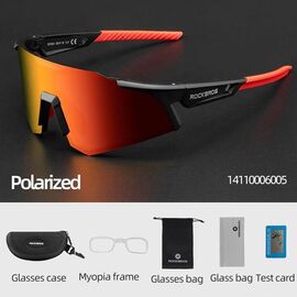 Очки велосипедные ROCKBROS 14110006005, линзы с поляризацией красные, оправа черно-красная, RB_14110006005, изображение  - НаВелосипеде.рф